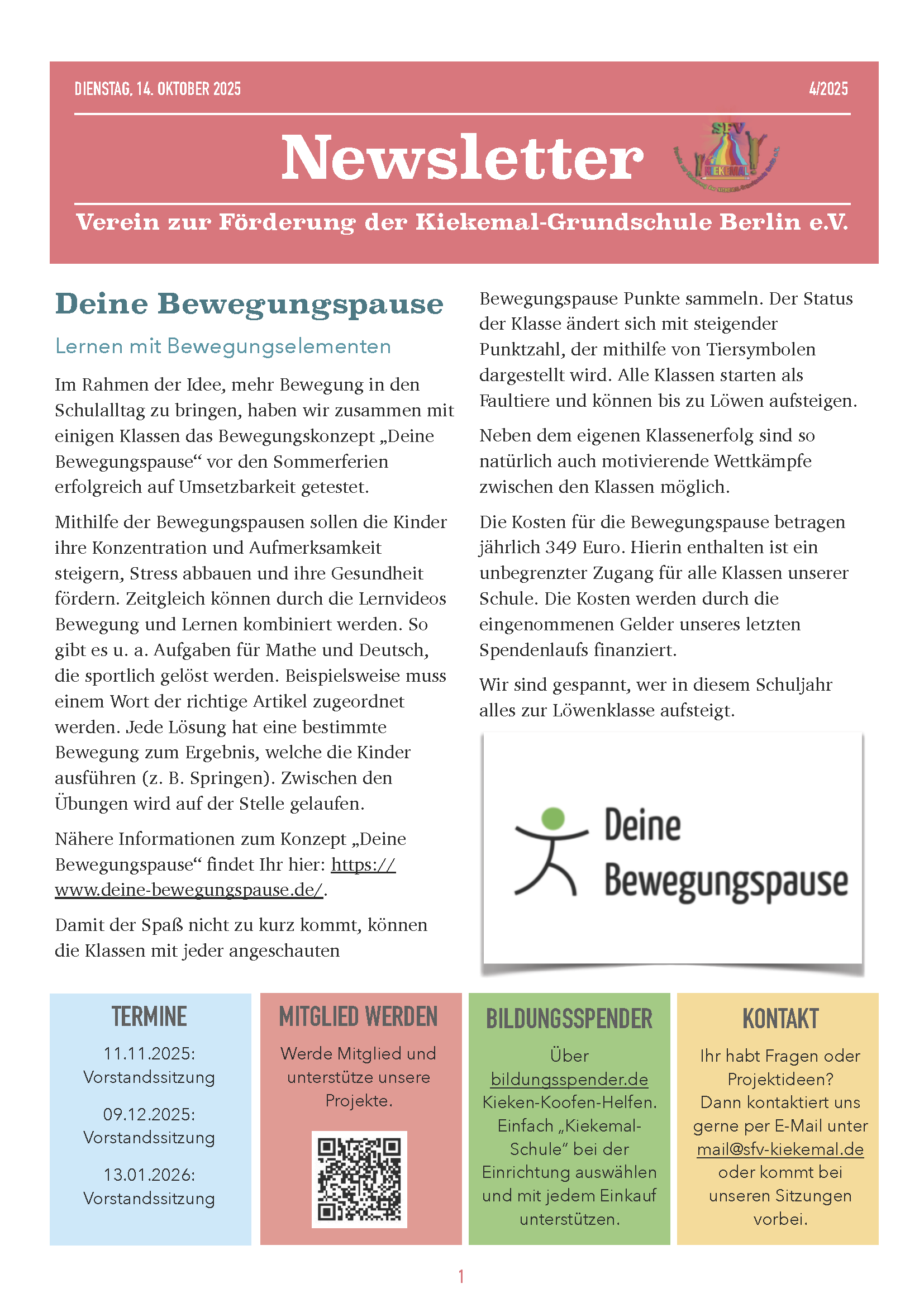 1. Seite Newsletter 04/2025 des SFV