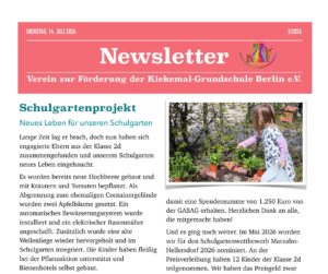 Vorschaubild zum Newletter 03/2026 des Schulfördervereins