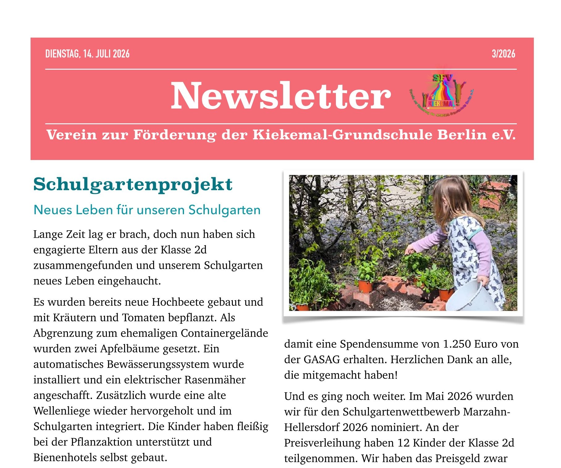 Vorschaubild zum Newletter 03/2026 des Schulfördervereins